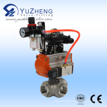 Stainless Steel 3way Ball Valve with Pneumatic Actautor